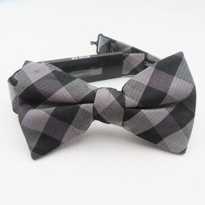 Express Bow Tie Black Gray 2.5" Wide Pre Tied Formal Tuxedo Polyester